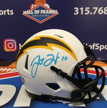 JUSTIN HERBERT SIGNED CHARGERS LUNAR MINI HELMET BECKETT COA