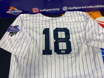 SCOTT BROSIUS SIGNED YANKEES CUSTOM JERSEY INC 1998 WS MVP W/ WS PATCH - BECKETT