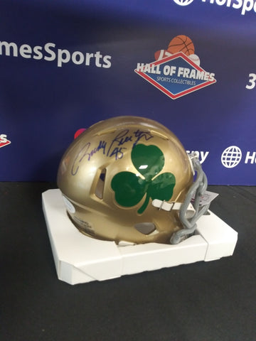 RUDY RUETTIGHER SIGNED NOTRE DAME SHAMROCK MINI HELMET - JSA COA