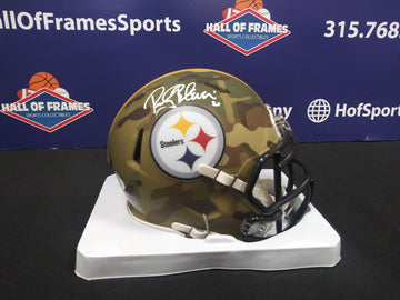 ROCKY BLEIER SIGNED STEELERS CAMO MINI HELMET - JSA COA