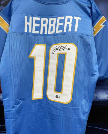 JUSTIN HERBERT SIGNED CHARGERS CUSTOM POWDER BLUE JERSEY - BECKETT COA