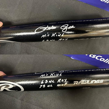 PETE ROSE SIGNED BLACK RAWLINGS BAT 3 INSCRIPTIONS- JSA COA