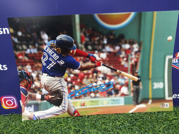 VLADIMIR GUERRERO JR SIGNED BLUE JAYS 11X17 - BECKETT COA