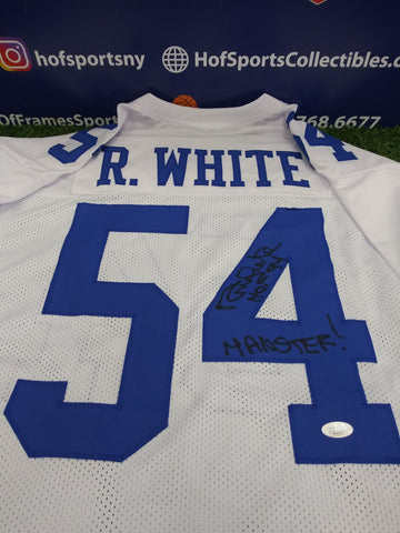 RANDY WHITE SIGNED DALLAS COWBOYS WHITE CUSTOM JERSEY INSC MANSTER JSA