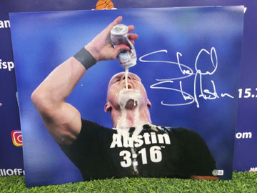 STONE COLD STEVE AUSTIN SIGNED WWE 11X14 PHOTO BECKETT WITNESSED COA