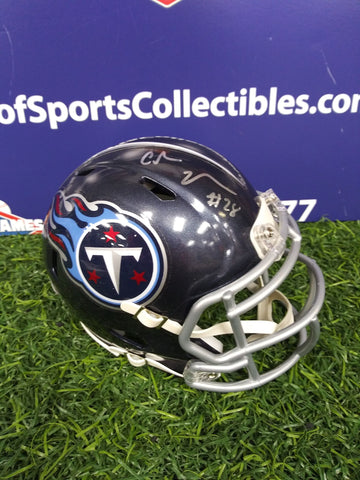 CHRIS JOHNSON SIGNED TITANS SPEED MINI HELMET - TRISTAR COA