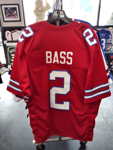 TYLER BASS BILLS SEWN STITCHED RED JERSEY SIZE MENS XL