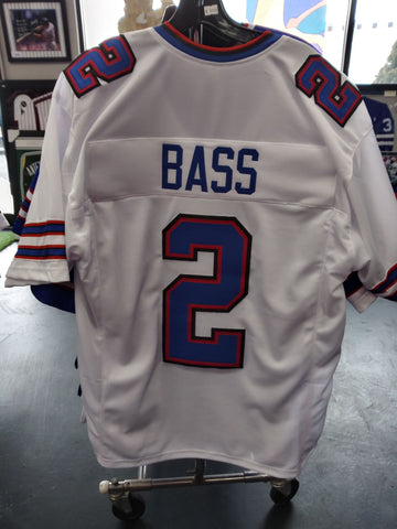 TYLER BASS BILLS SEWN STITCHED WHITE JERSEY SIZE MENS XL