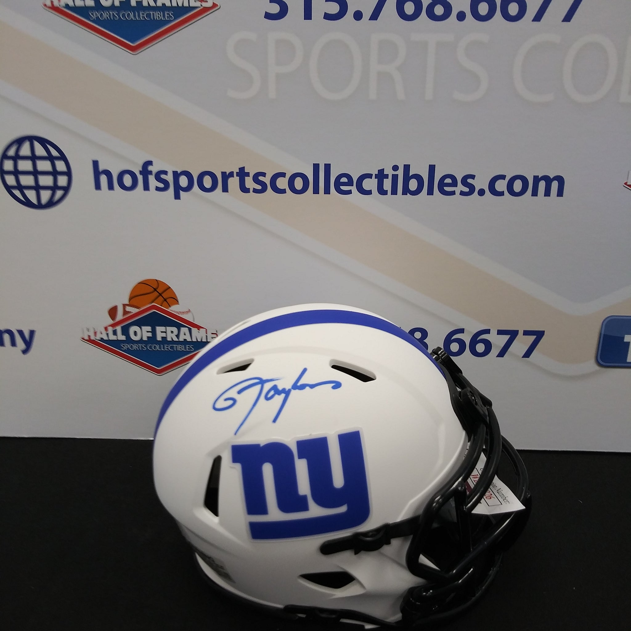 LAWRENCE TAYLOR NY GIANTS LUNAR SPEED MINI HELMET JSA