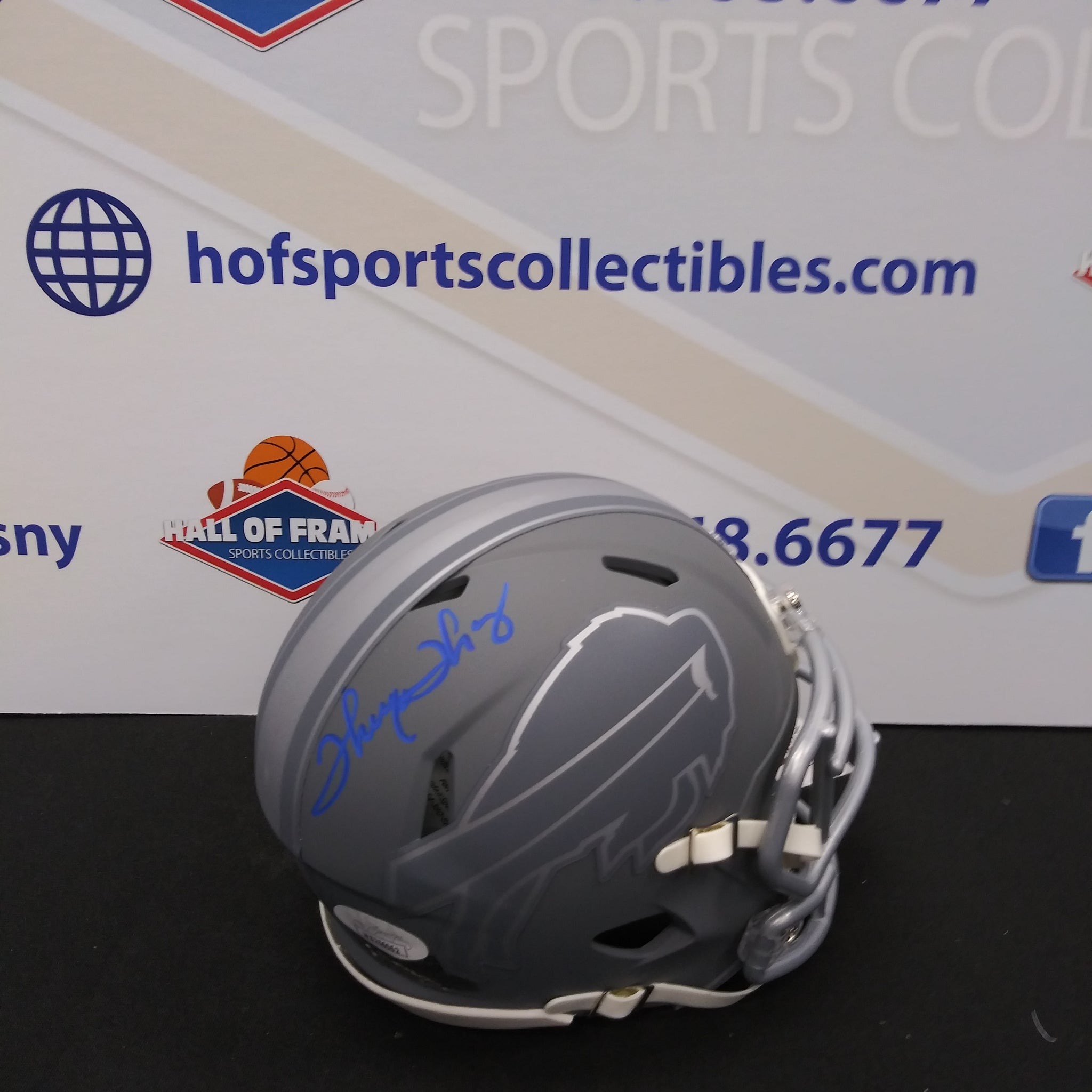 THURMAN THOMAS BUFFALO BILLS SIGNED SLATE MINI HELMET JSA