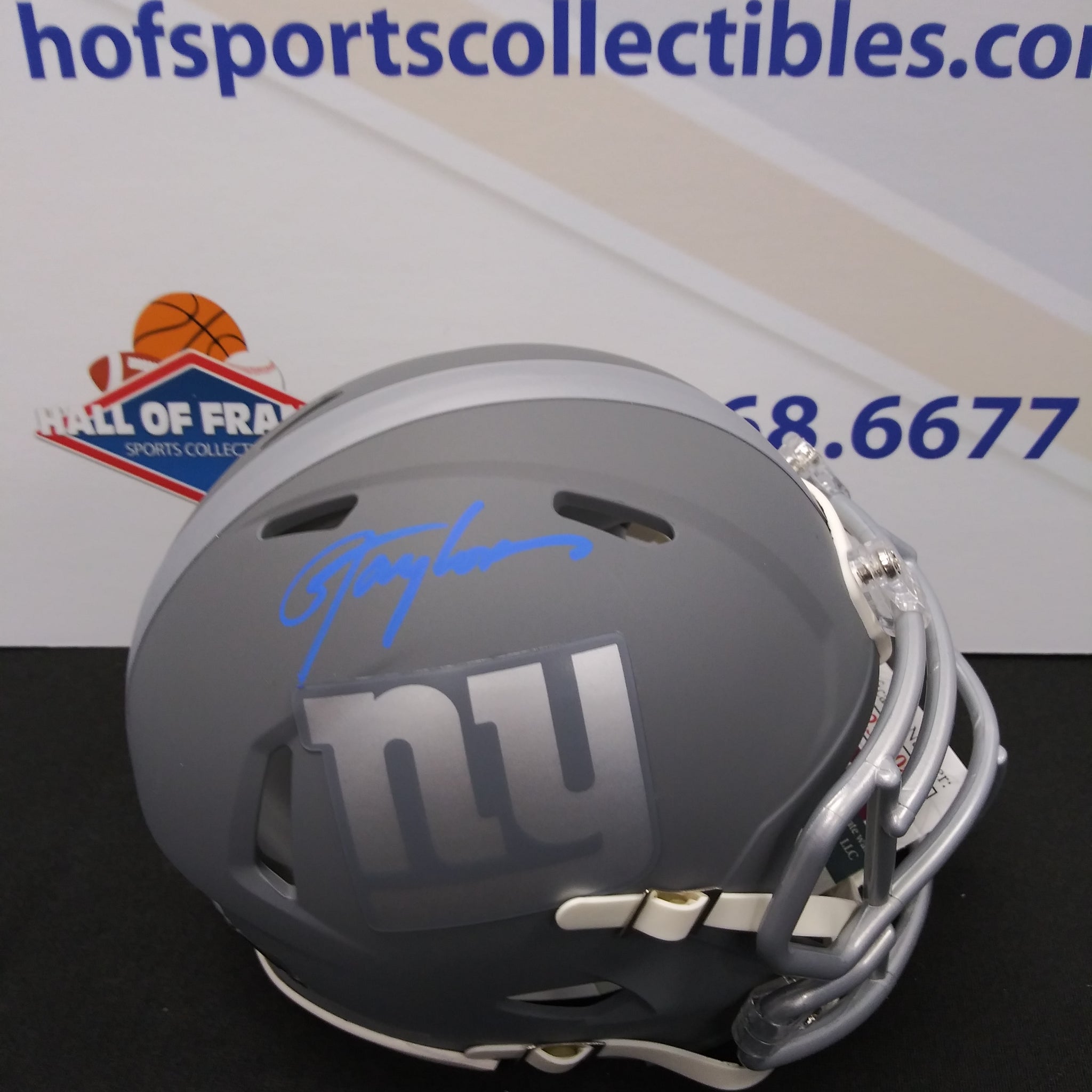 LAWRENCE TAYLOR NY GIANTS SLATE SPEED MINI HELMET JSA