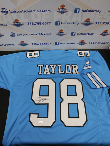 LAWRENCE TAYLOR SIGNED NORTH CAROLINA BLUE CUSTOM JERSEY JSA