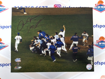 DWIGHT DOC GOODEN & HOWARD JOHNSON SIGNED METS 1986 WS CELEBRATION 11X14 W/ COA