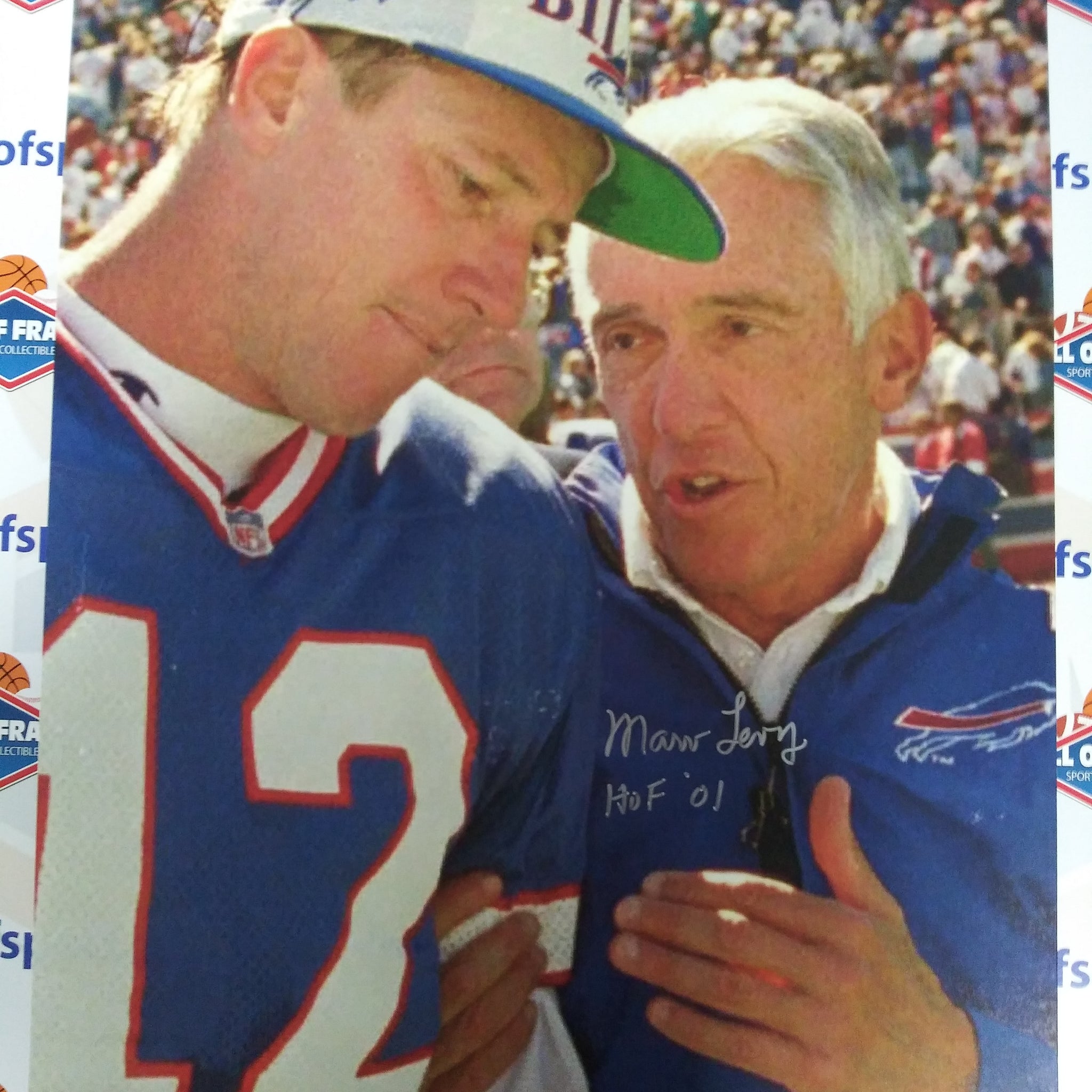 MARV LEVY BUFFALO BILLS SIGNED 16X20 PHOTO WITH JIM KELLY - JSA COA