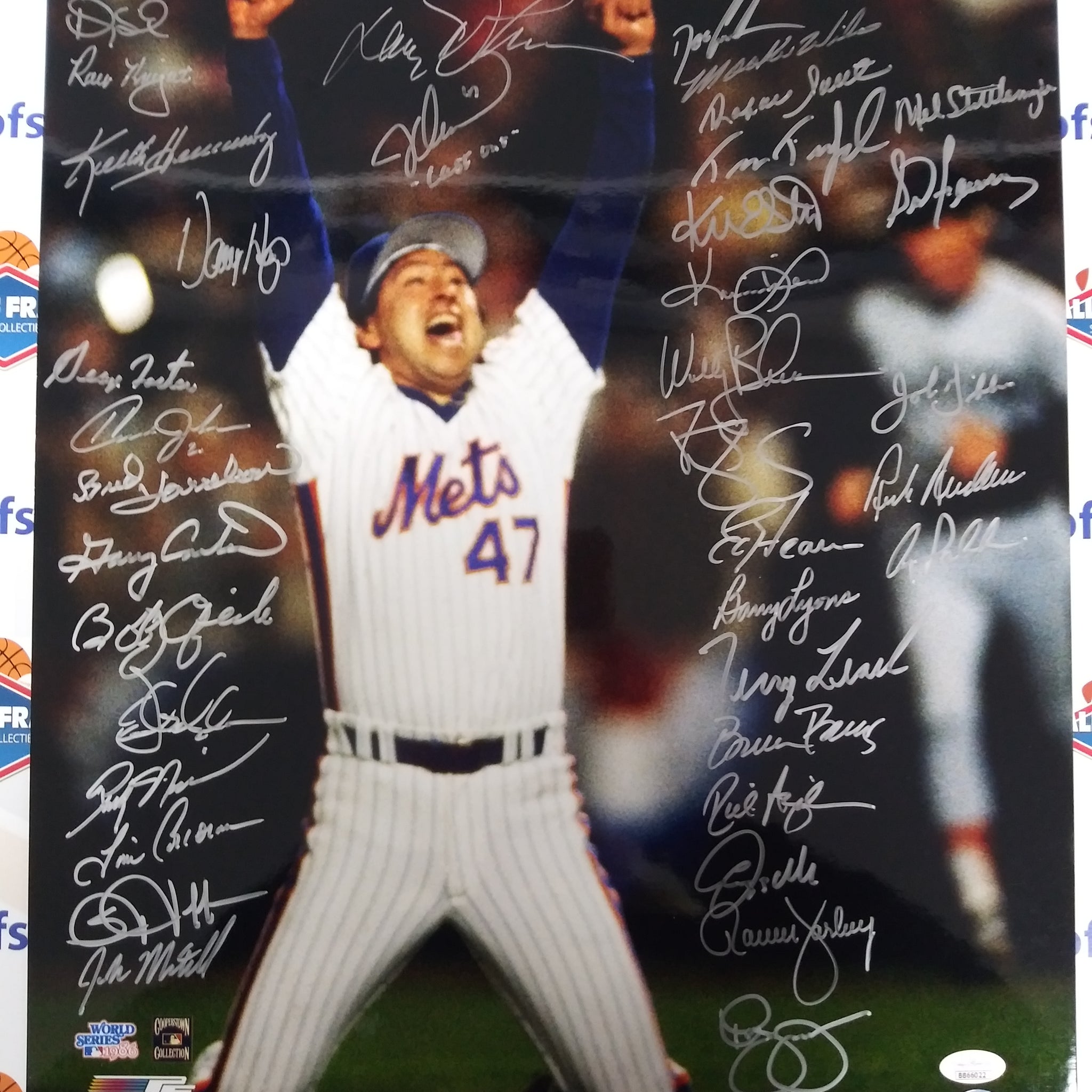 NEW YORK METS 1986 WORLD SERIES TEAM SIGNED 16X20 W/ CARTER 35 + SIGS