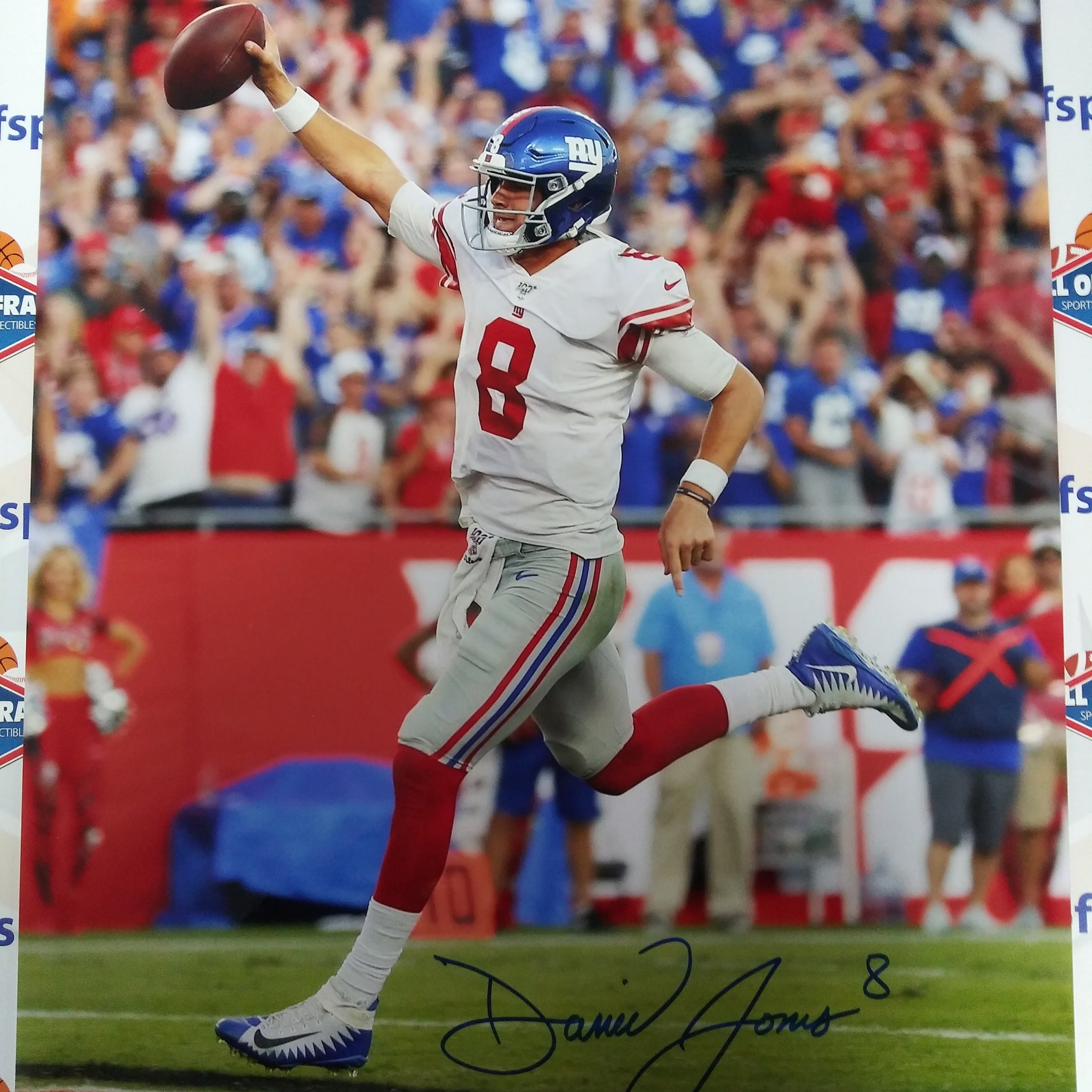 DANIEL JONES NY GIANTS SIGNED 16X20 TD PHOTO - JSA COA