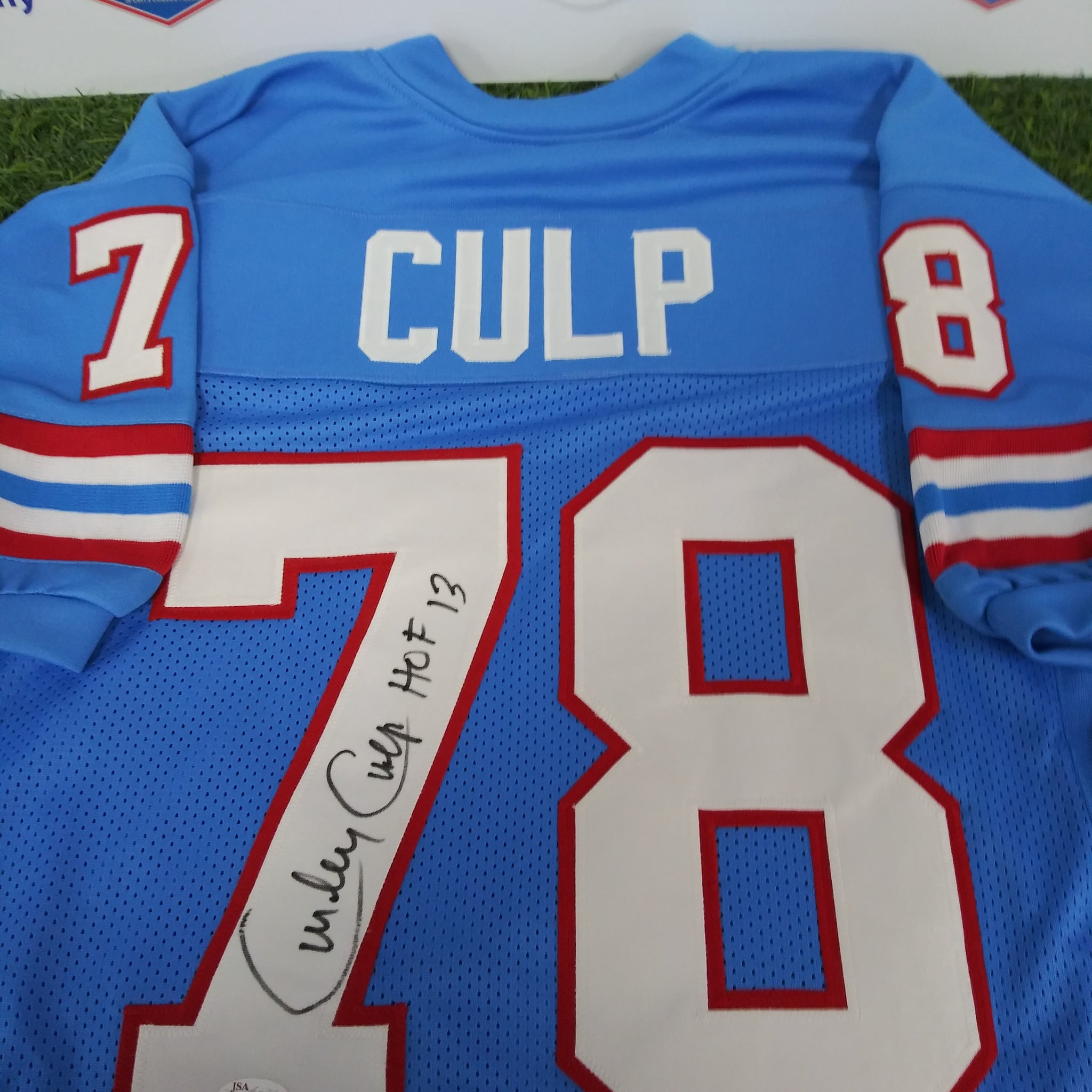 CURLEY CULP SIGNED HOUSTON OILERS CUSTOM JERSEY JSA COA