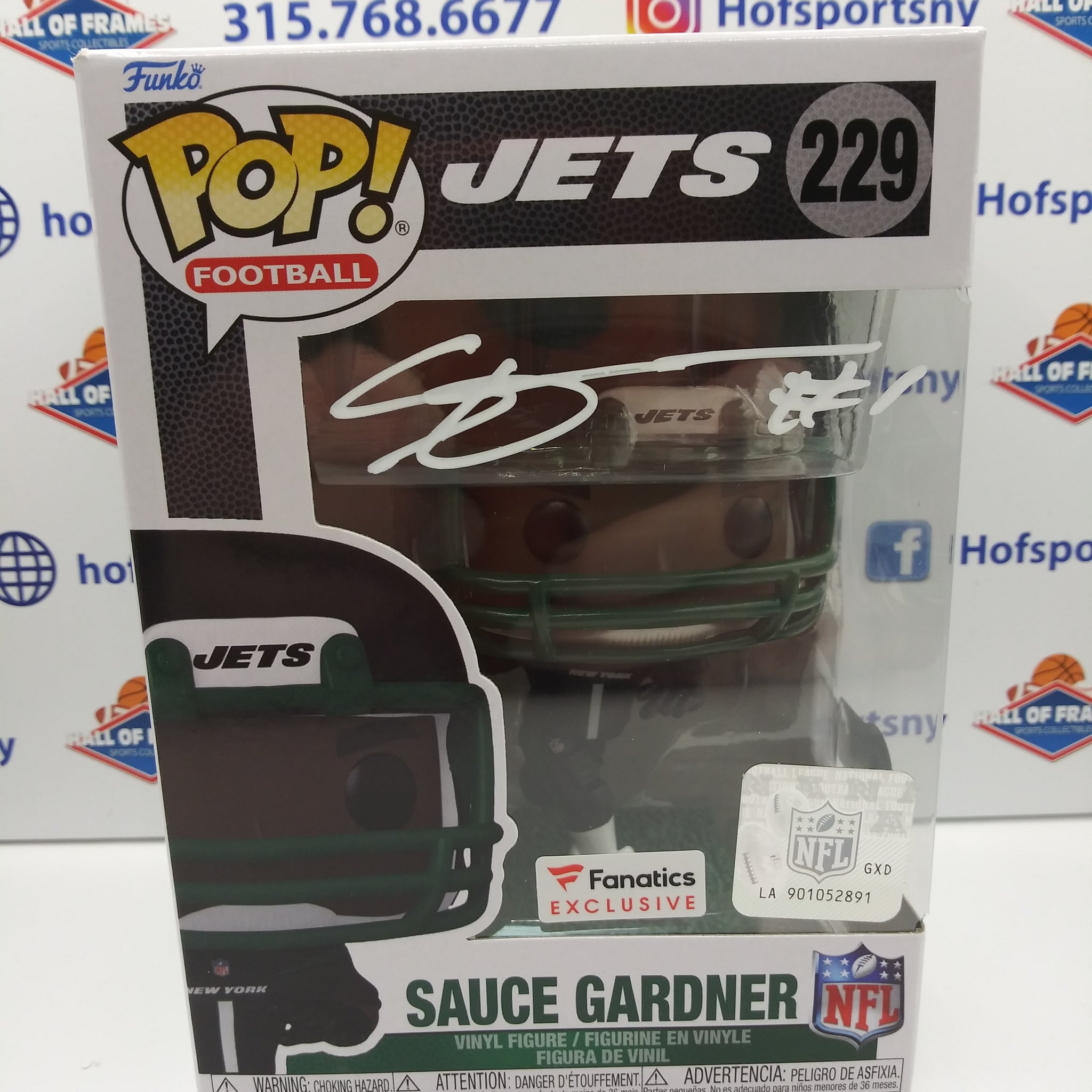 SAUCE GARDNER NY JETS SIGNED FANATICS EXCLUSIVE FUNKO POP! WHITE INK! BECKETT AUTHENTIC!