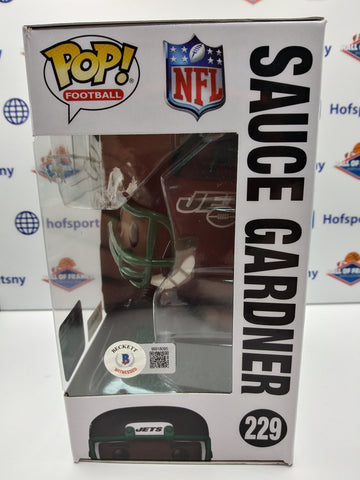SAUCE GARDNER NY JETS SIGNED FANATICS EXCLUSIVE FUNKO POP! WHITE INK! BECKETT AUTHENTIC!