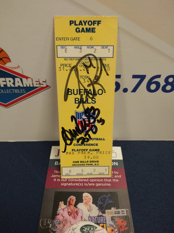 ANDRE REED & FRANK REICH SIGNED BUFFALO BILLS PLAYOFF TICKET STUB GREATEST COMEBACK 1/3/93