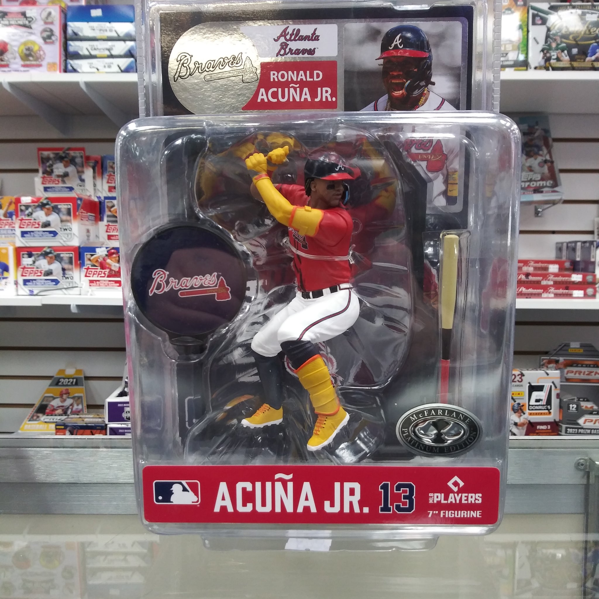 RONALD ACUNA JR ATLANTA BRAVES MCFARLANES SPORTS PICKS 7" FIGURE! PLATINUM EDITION VARIATION RED JERSEY!