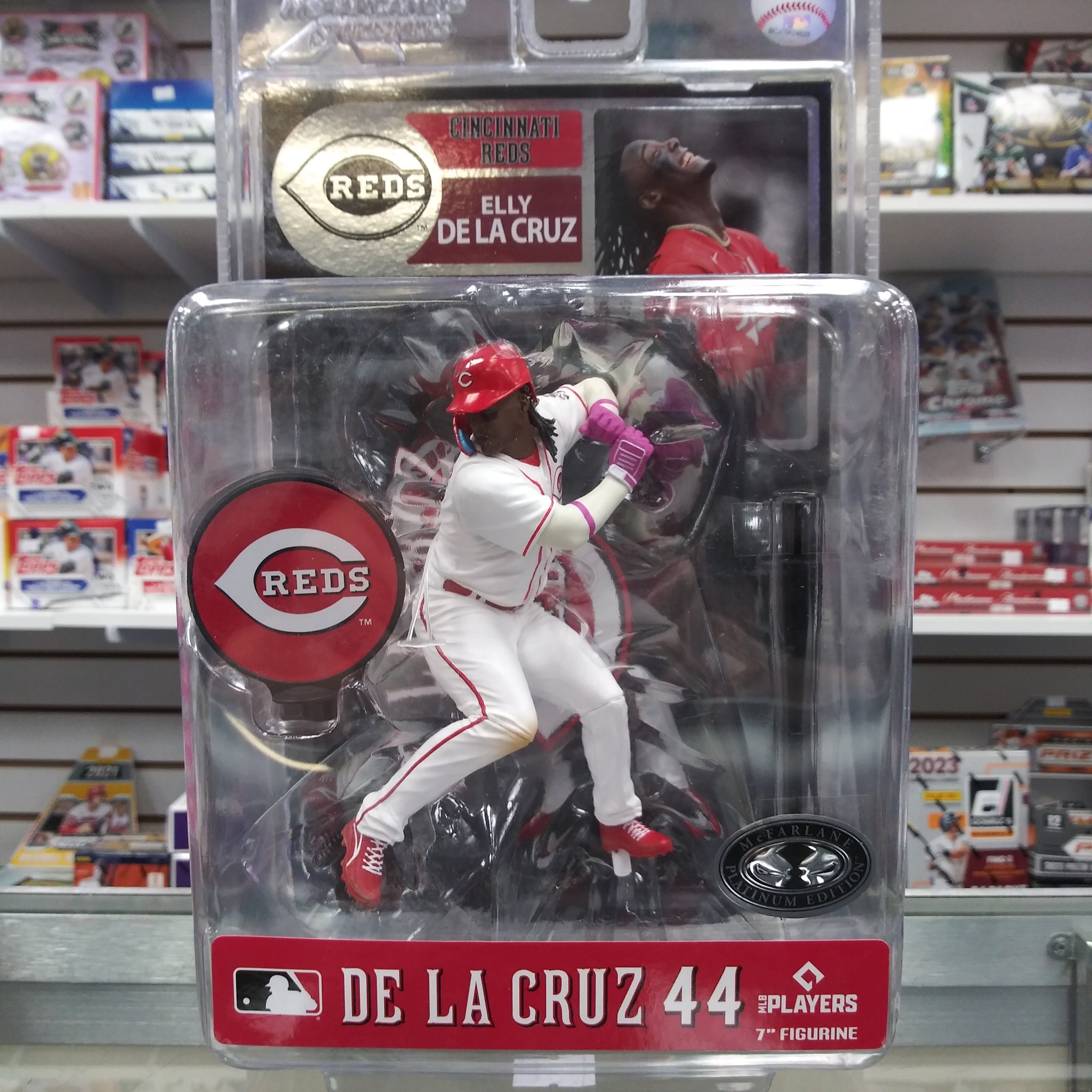 ELLY DE LA CRUZ CINCINNATI REDS MCFARLANES SPORTS PICKS 7" FIGURE! PLATINUM EDITION VARIATION WHITE JERSEY!