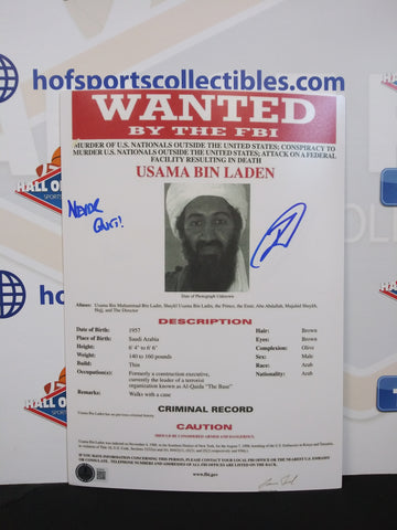 ROBERT O'NEILL SIGNED BIN LADEN WANTED POSTER INSC 