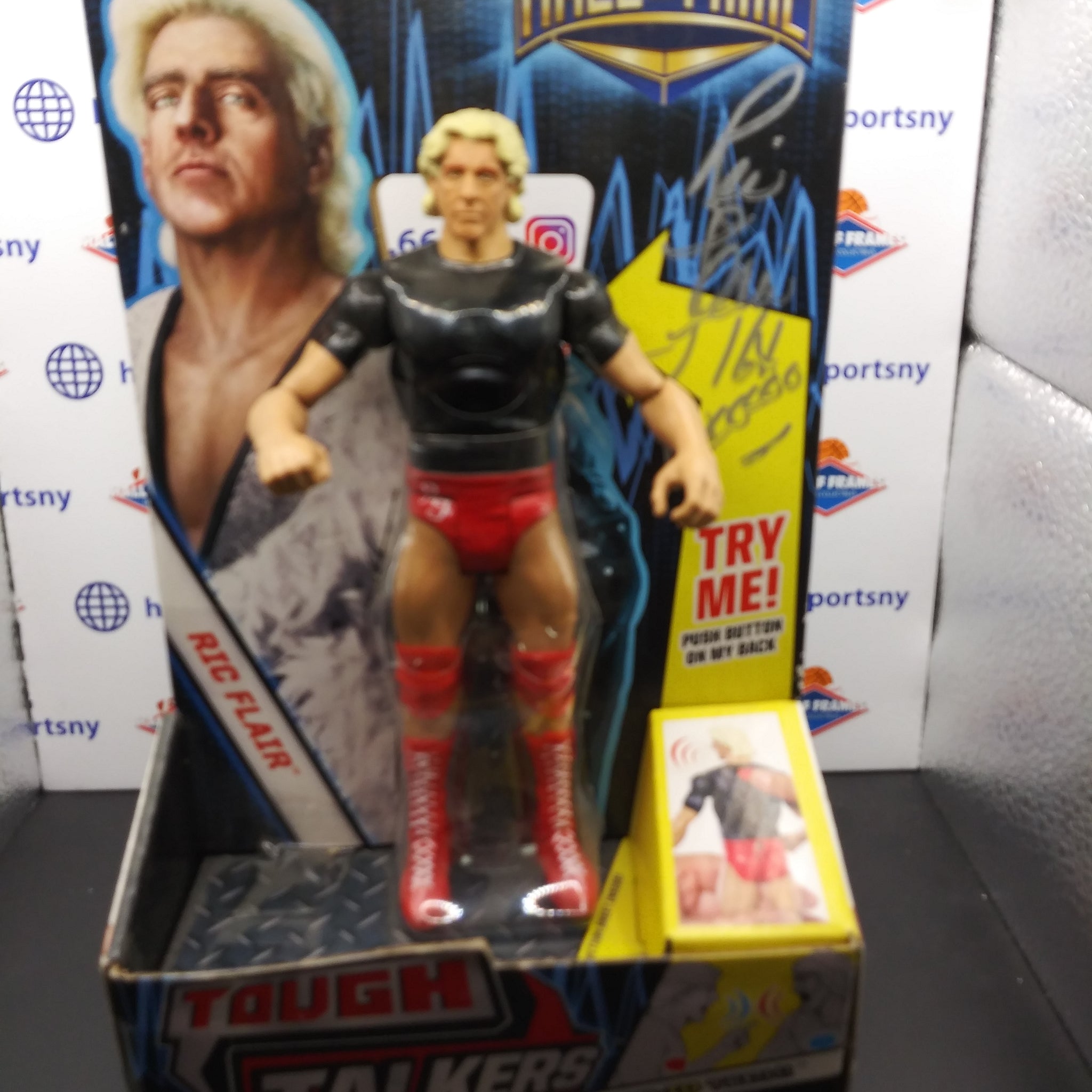 RIC FLAIR SIGNED WWE TOUGH TALKERS FIGURE INSC 16X CHAMP - JSA COA