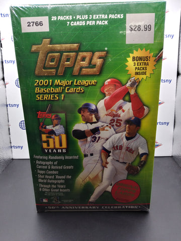 2001 TOPPS BASEBALL SERIES 1 SEALED RETAIL BOX! 32 PACKS PER BOX!