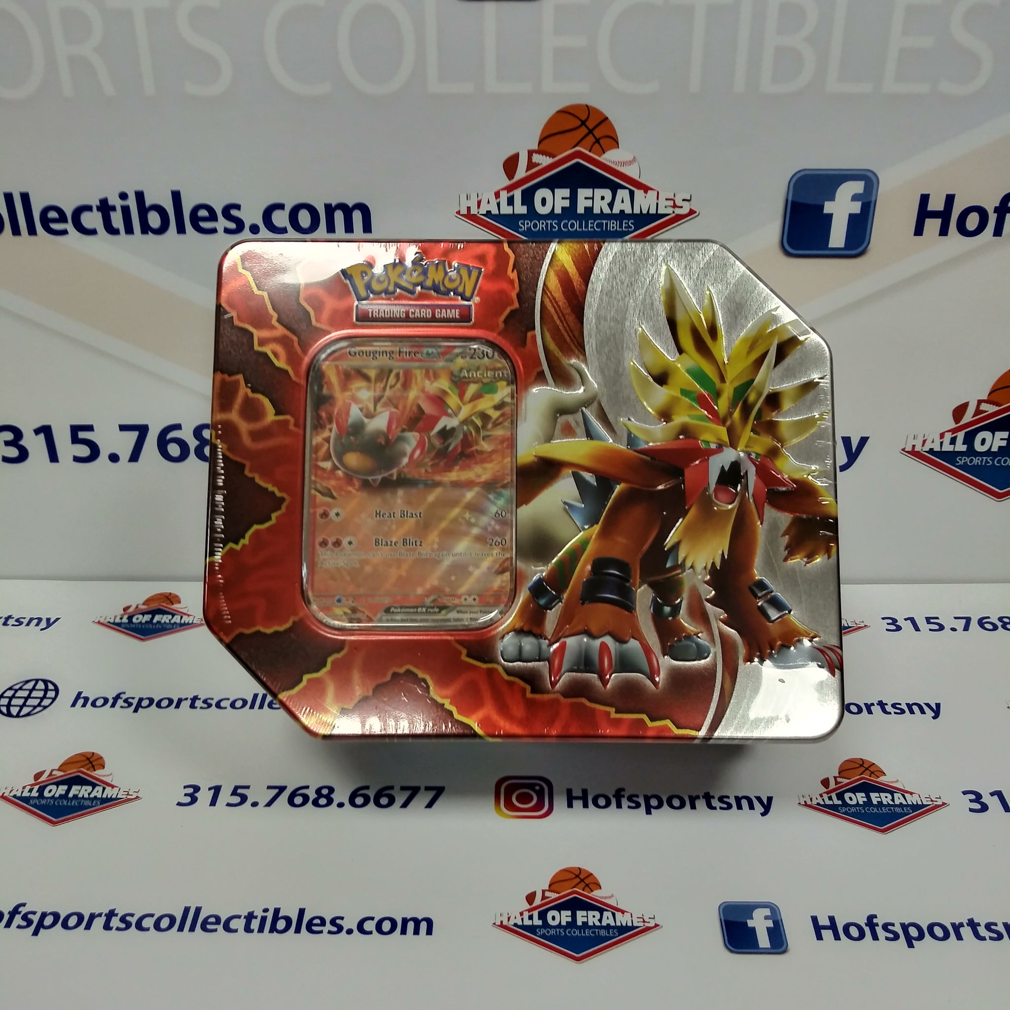 2024 POKEMON PARADOX DESTINIES TIN! GOUGING FIRE EX! 5 PACKS!