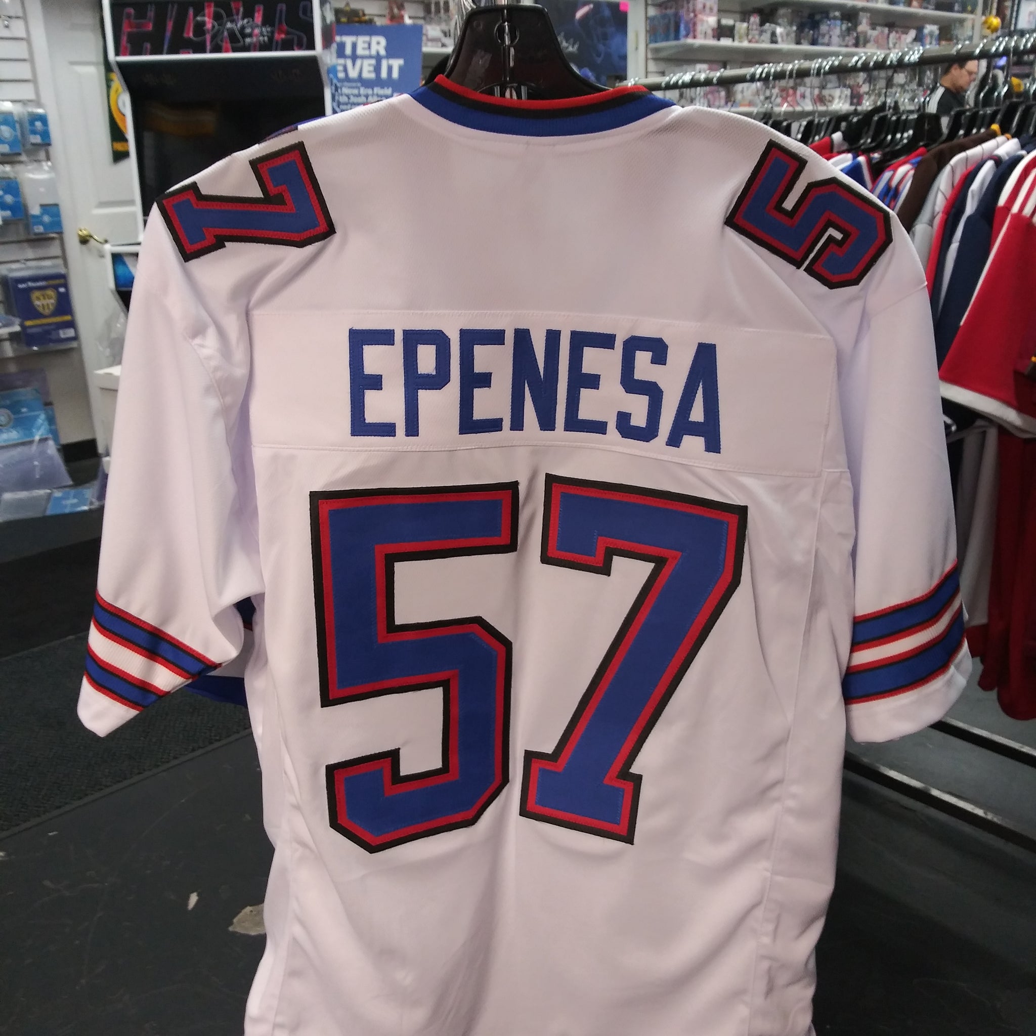 AJ EPENESA BUFFALO BILLS CUSTOM STITCHED WHITE JERSEY! XL!