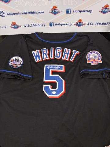 DAVID WRIGHT NEW YORK METS SIGNED CUSTOM BLACK JERSEY! SHEA STADIUM PATCH! JSA COA!