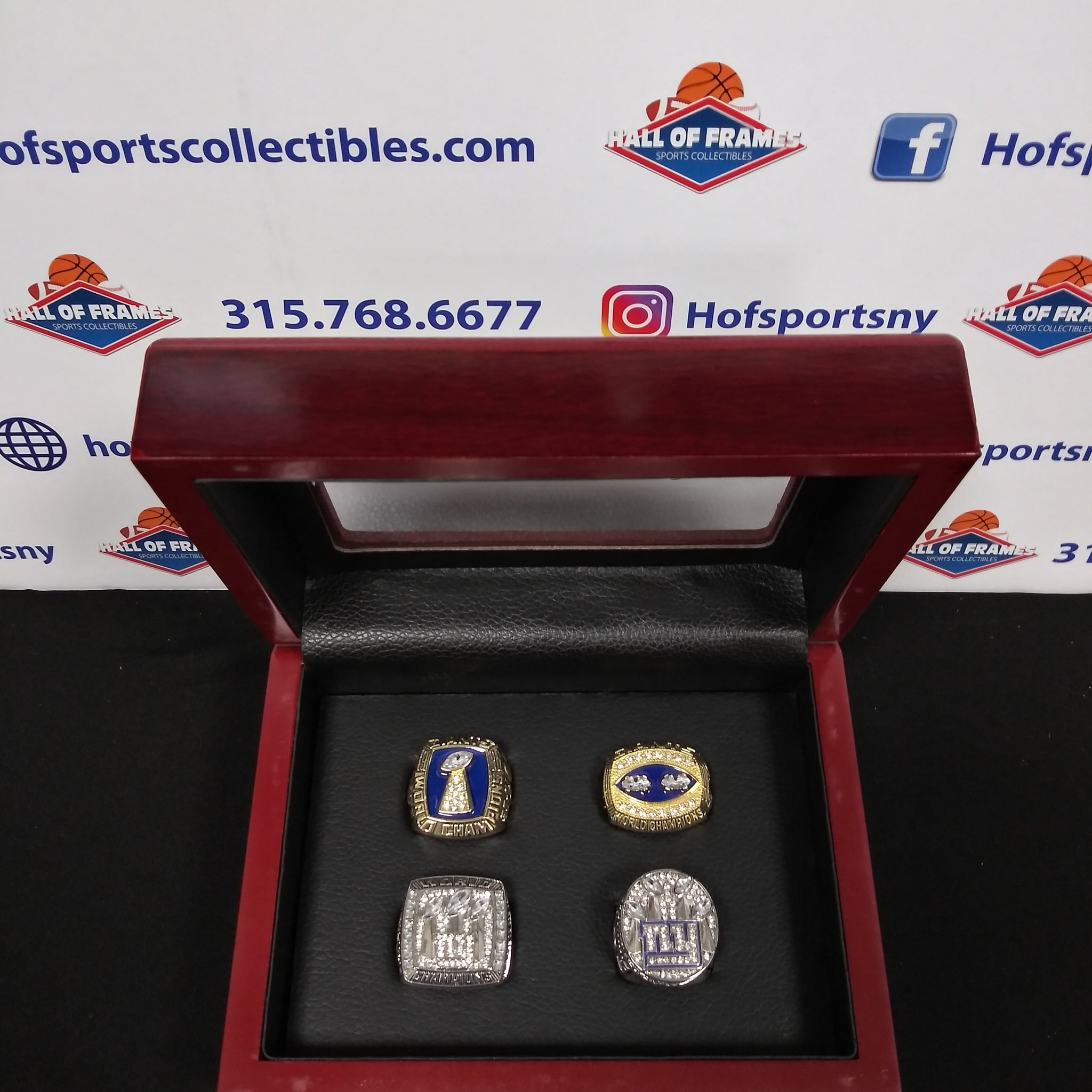 NEW YORK GIANTS 4 CHAMPIONSHIP RING SET WITH BOX!