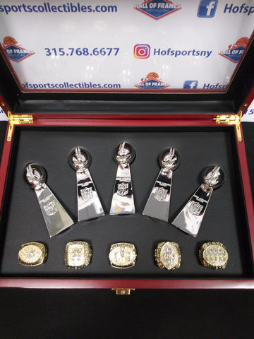 SAN FRANCISCO 49ERS 5 CHAMPIOSHIP RING SET WITH TROPHIES AND BOX!