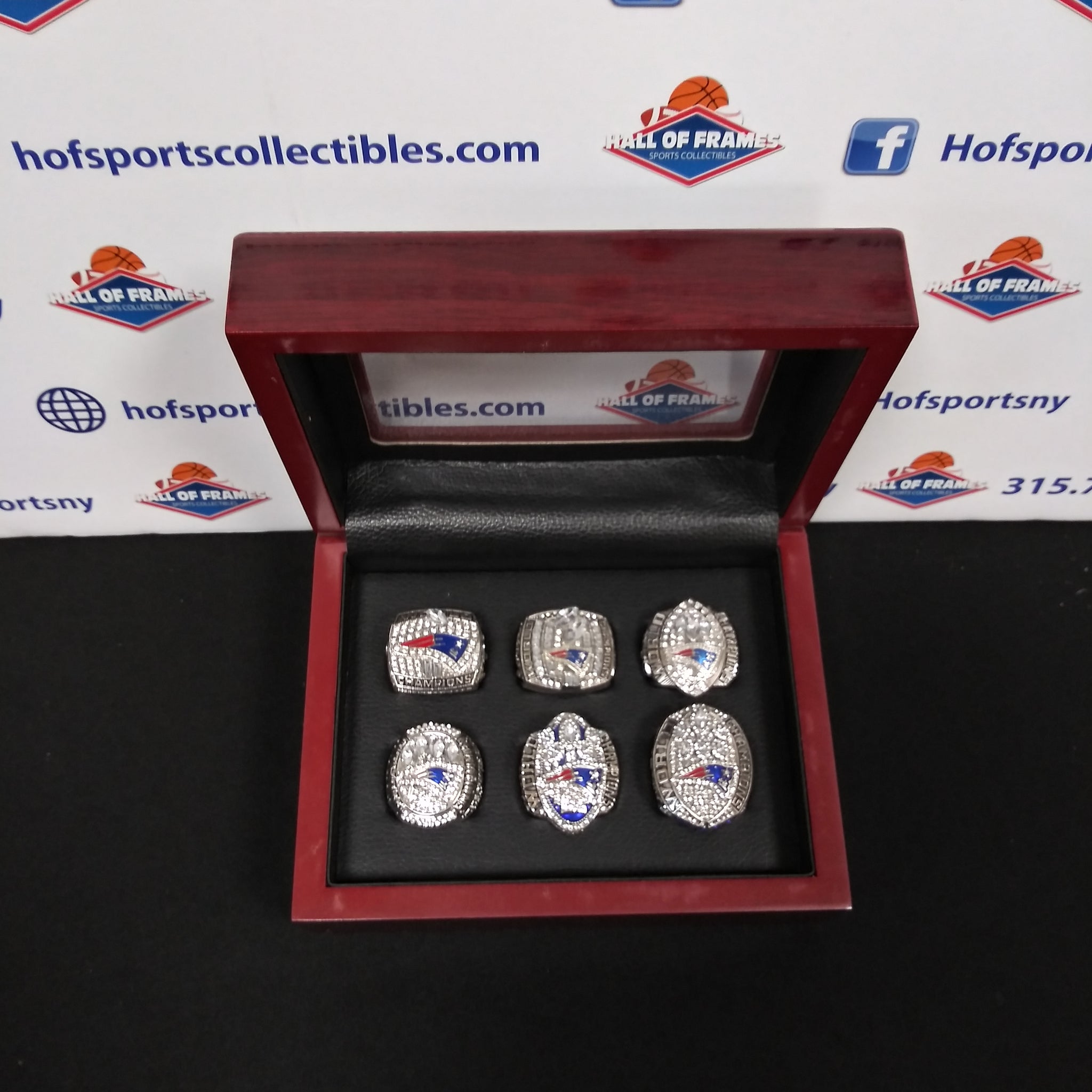 NEW ENGLAND PATRIOTS 6 CHAMPIONSHIP RING SET WITH BOX!