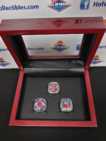 BOSTON RED SOX 3 CHAMPIONSHIP RING SET WITH BOX!