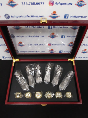 PITTSBURGH STEELERS 5 CHAMPIONSHIP RING SET WITH TROPHIES AND BOX!