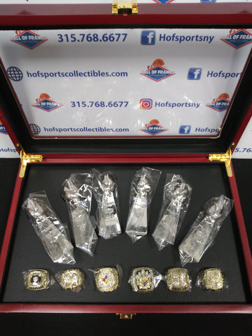 PITTSBURGH STEELERS 5 CHAMPIONSHIP RING SET WITH TROPHIES AND BOX!