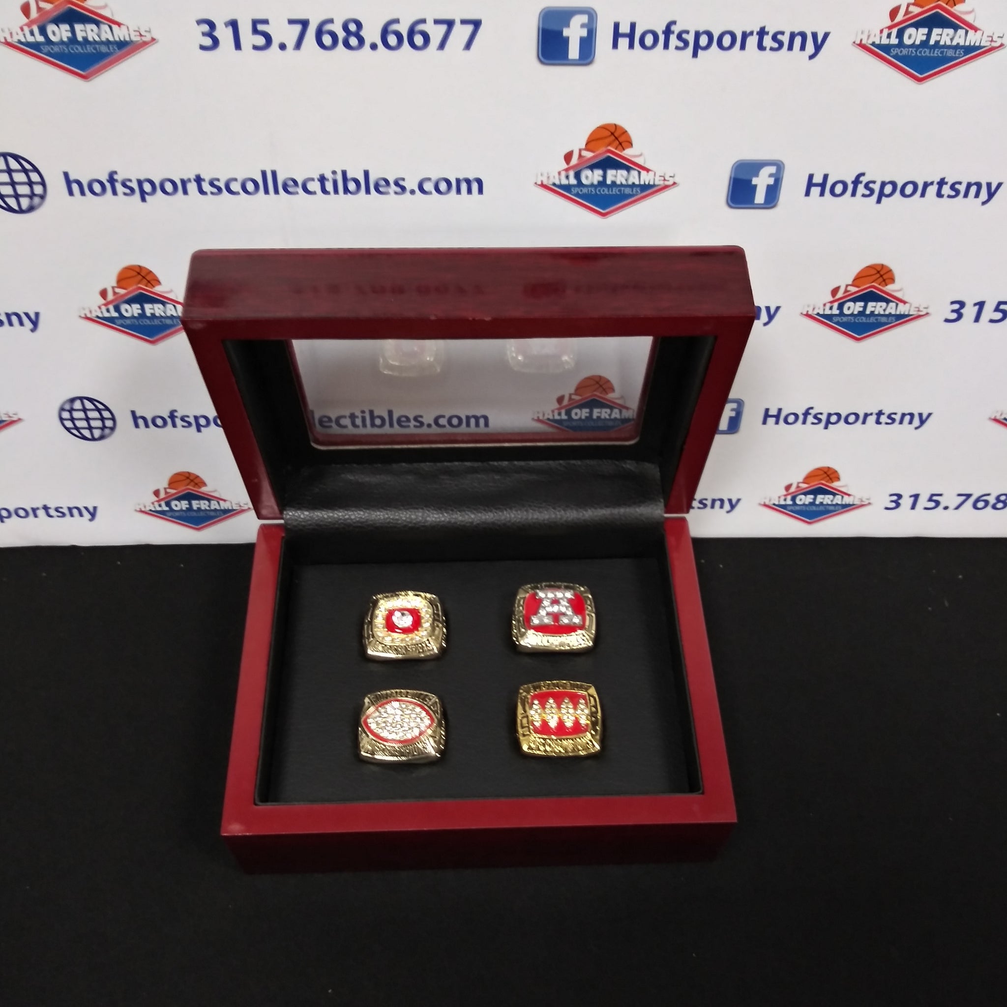 BUFFALO BILLS 4 AFC CHAMPIONSHIP RINGS SET WITH BOX!