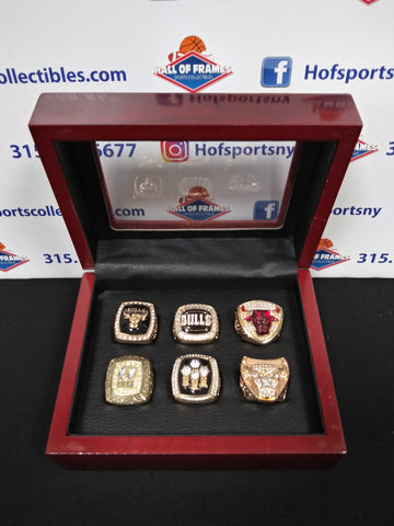 CHICAGO BULLS 6 CHAMPIONSHIP RING SET WITH BOX!