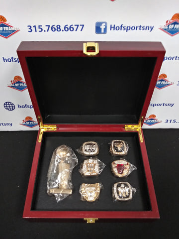 CHICAGO BULLS 6 CHAMPIONSHIP RING SET WITH TROPHY AND BOX!