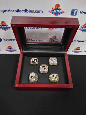 PITTSBURGH PENGUINS 5 CHAMPIONSHIP RING SET WITH BOX!