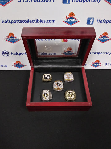 PITTSBURGH PENGUINS 5 CHAMPIONSHIP RING SET WITH BOX!