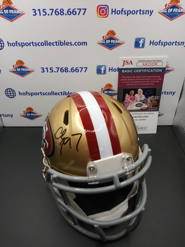 CHRISTIAN MCCAFFREY SAN FRANCISCO 49ERS SIGNED RIDDELL MINI HELMET! JSA COA!