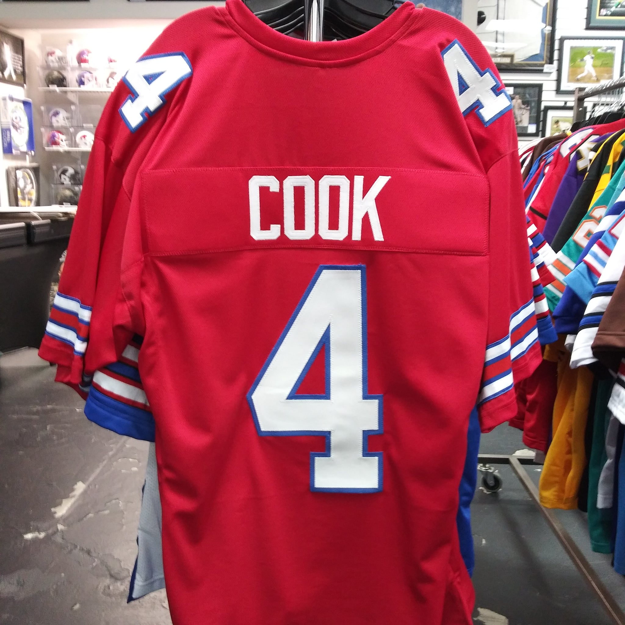 JAMES COOK #4 BILLS SEWN STITCHED RED JERSEY SIZE MENS XL