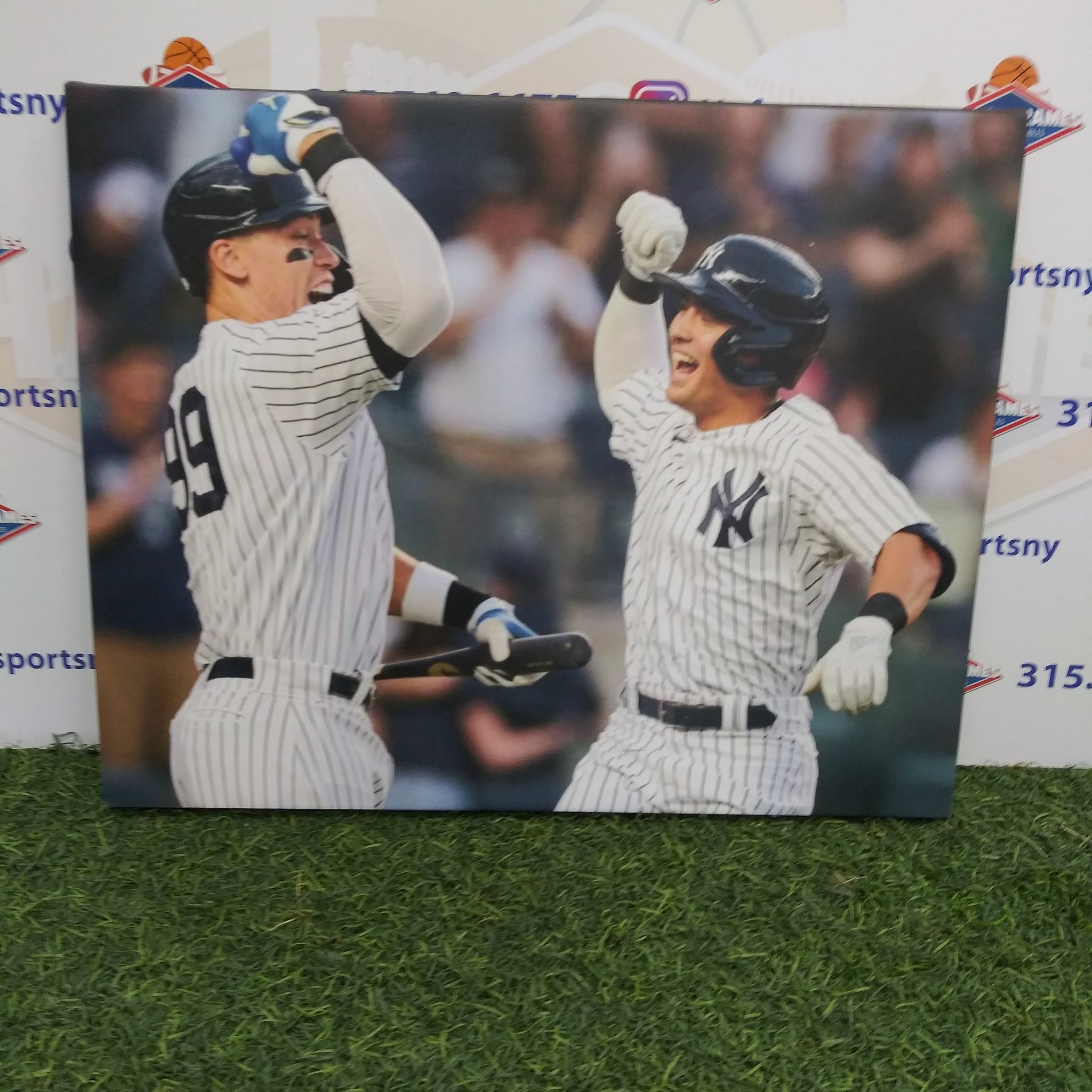 AARON JUDGE ANTHONY VOLPE CELEBRATION NEW YORK YANKEES 16X20 CUSTOM CANVAS PRINT - READY TO HANG