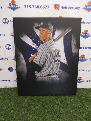 AARON JUDGE LOGO BACKGROUND NEW YORK YANKEES 16X20 CUSTOM CANVAS PRINT - READY TO HANG