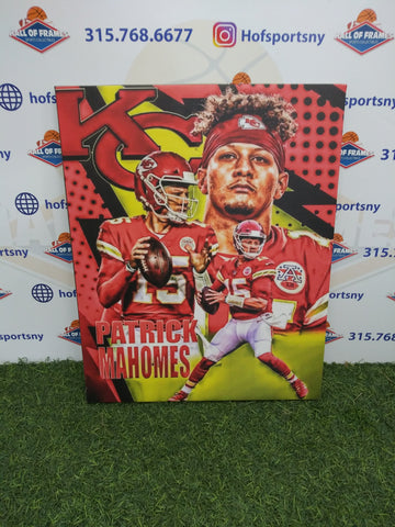 PATRICK MAHOMES LOGO COLLAGE KANSAS CITY CHIEFS 16X20 CUSTOM CANVAS PRINT - READY TO HANG