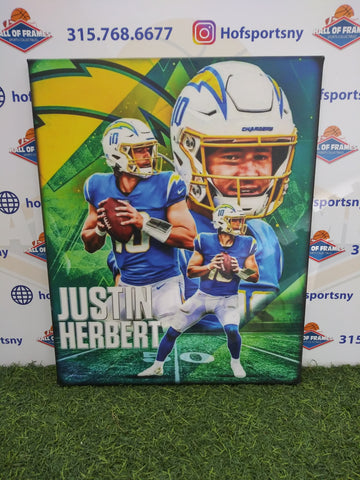 JUSTIN HERBERT LOS ANGELES CHARGERS 16X20 CUSTOM CANVAS PRINT - READY TO HANG