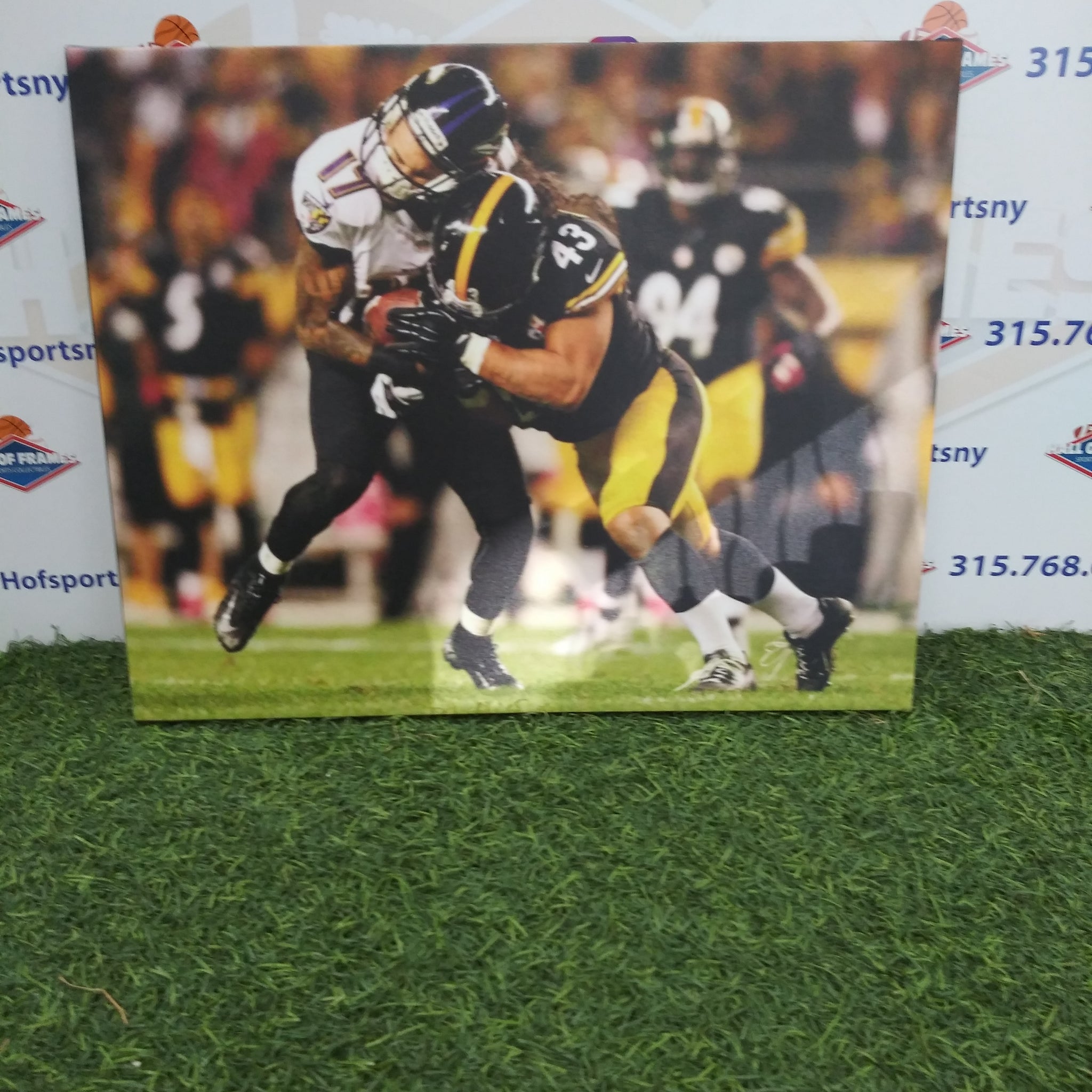 TROY PALOMALU BIG HIT PITTSBURGH STEELERS 16X20 CUSTOM CANVAS PRINT - READY TO HANG